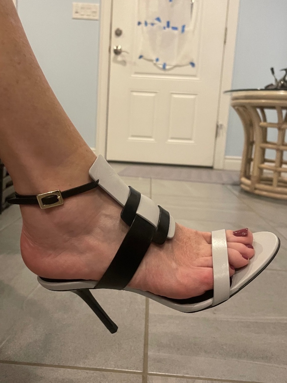 NIB ROGER VIVIER Black and Gray Ankle Strap Heels